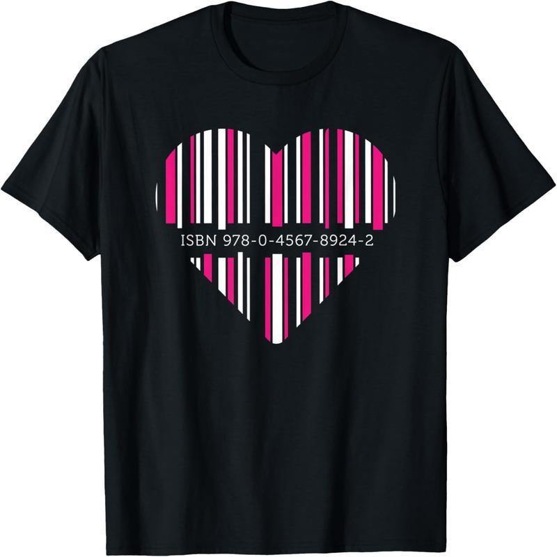Bookworm Gift Librarian Valentine's Day ISBN Code Heart T-Shirt