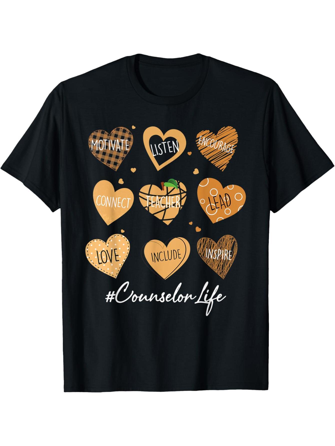 Black Counselor Life Valentine's Day Teaching Love Inspiring T-Shirt