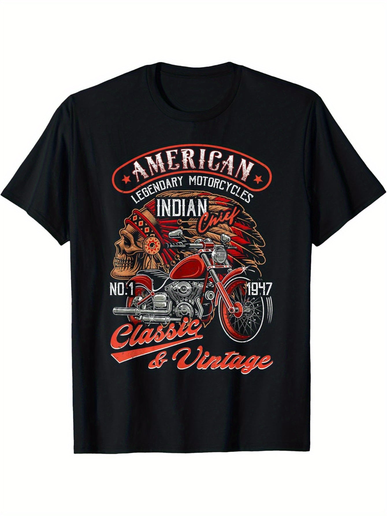 Funny Vintage American Motorcycle Indian Old Rider T-Shirt