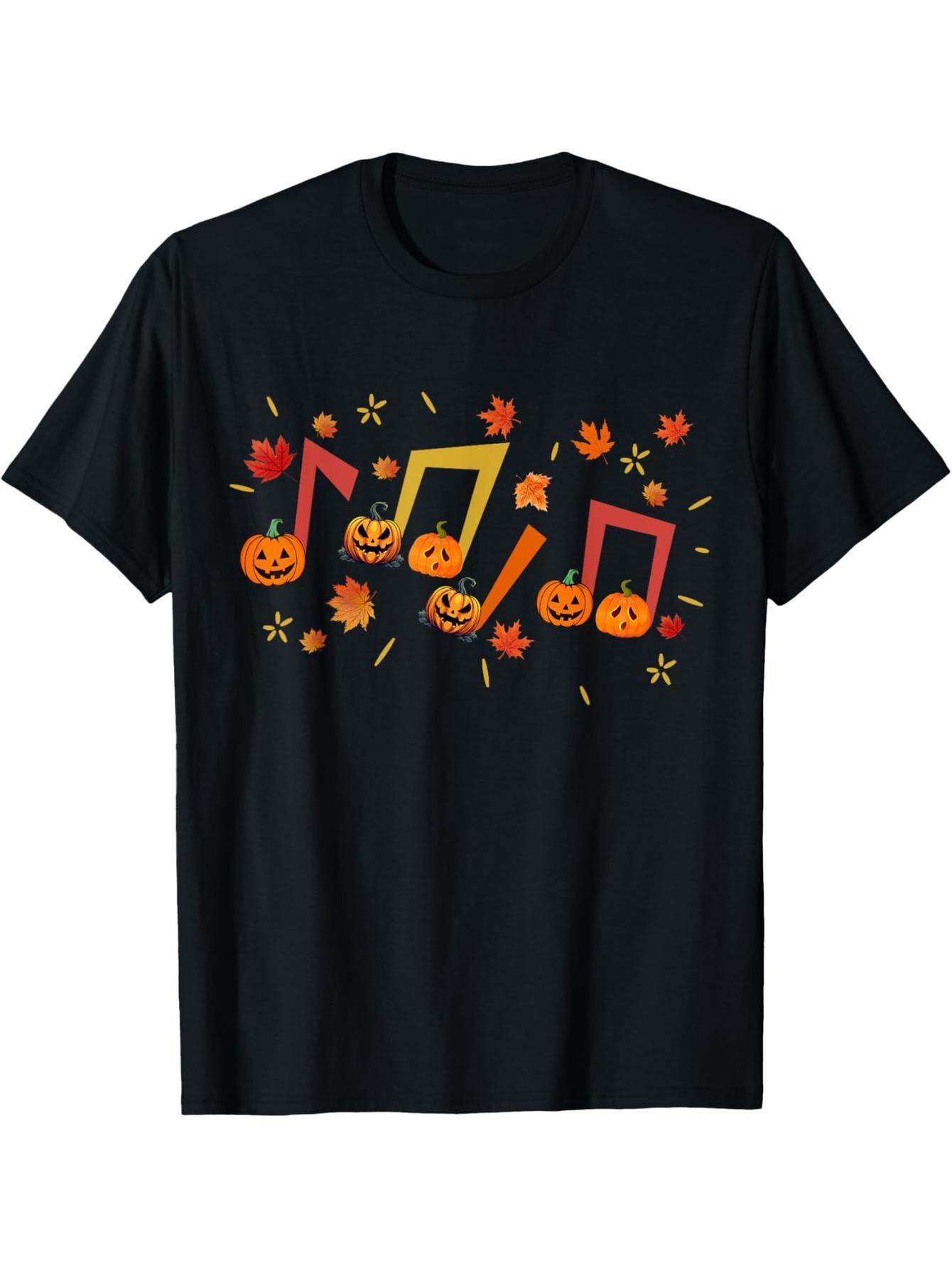 Music note pumpkin fall music teacher halloween lover design t-shirt