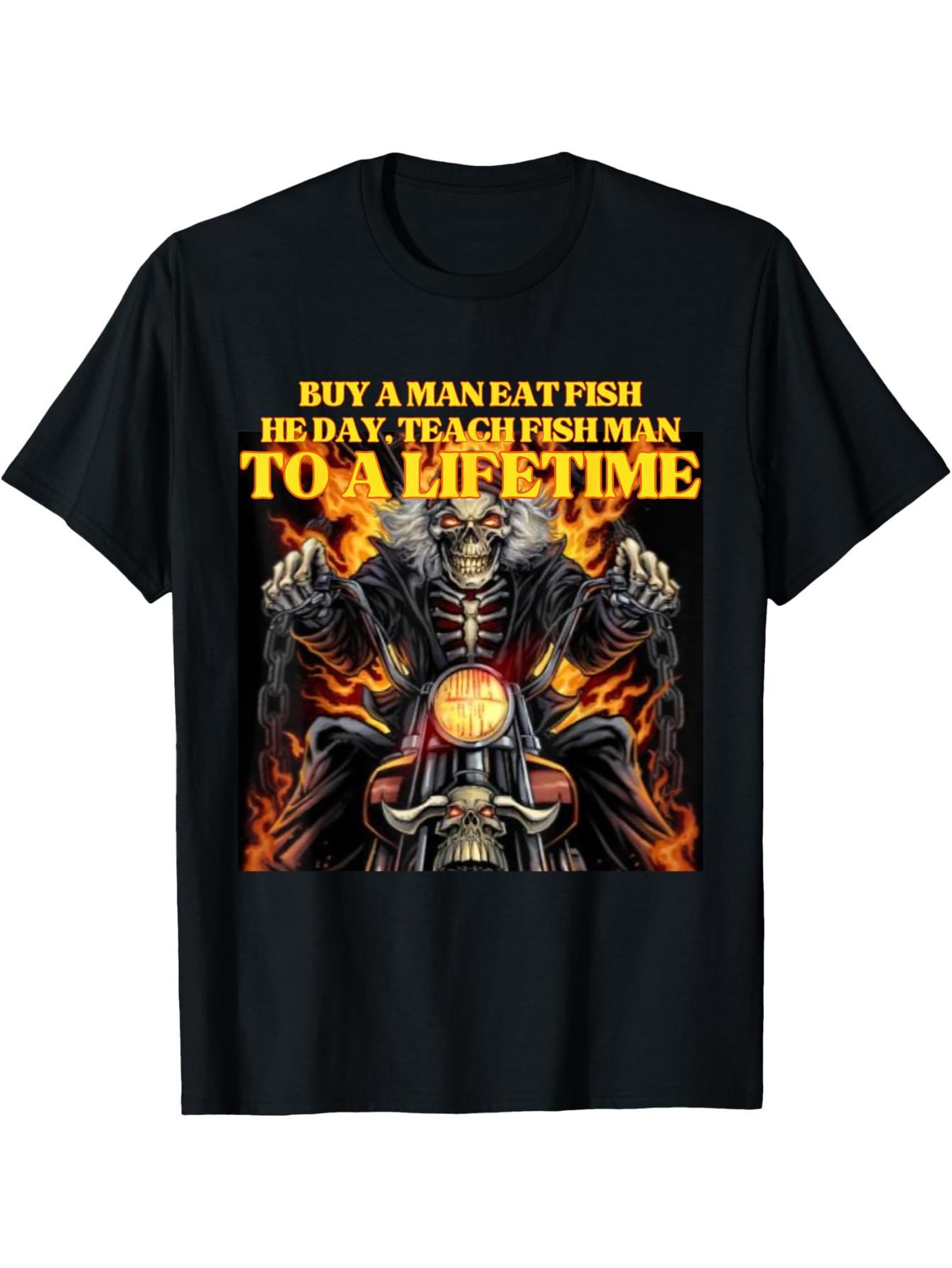 Buy "Man Eats Wrong Fish" Funny Hard Skull Emoji T-Shirt
