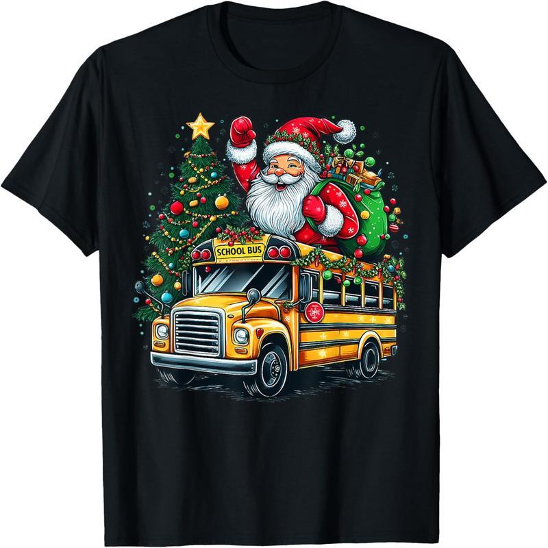 Christmas tree school bus driver costume teacher student t-shirt