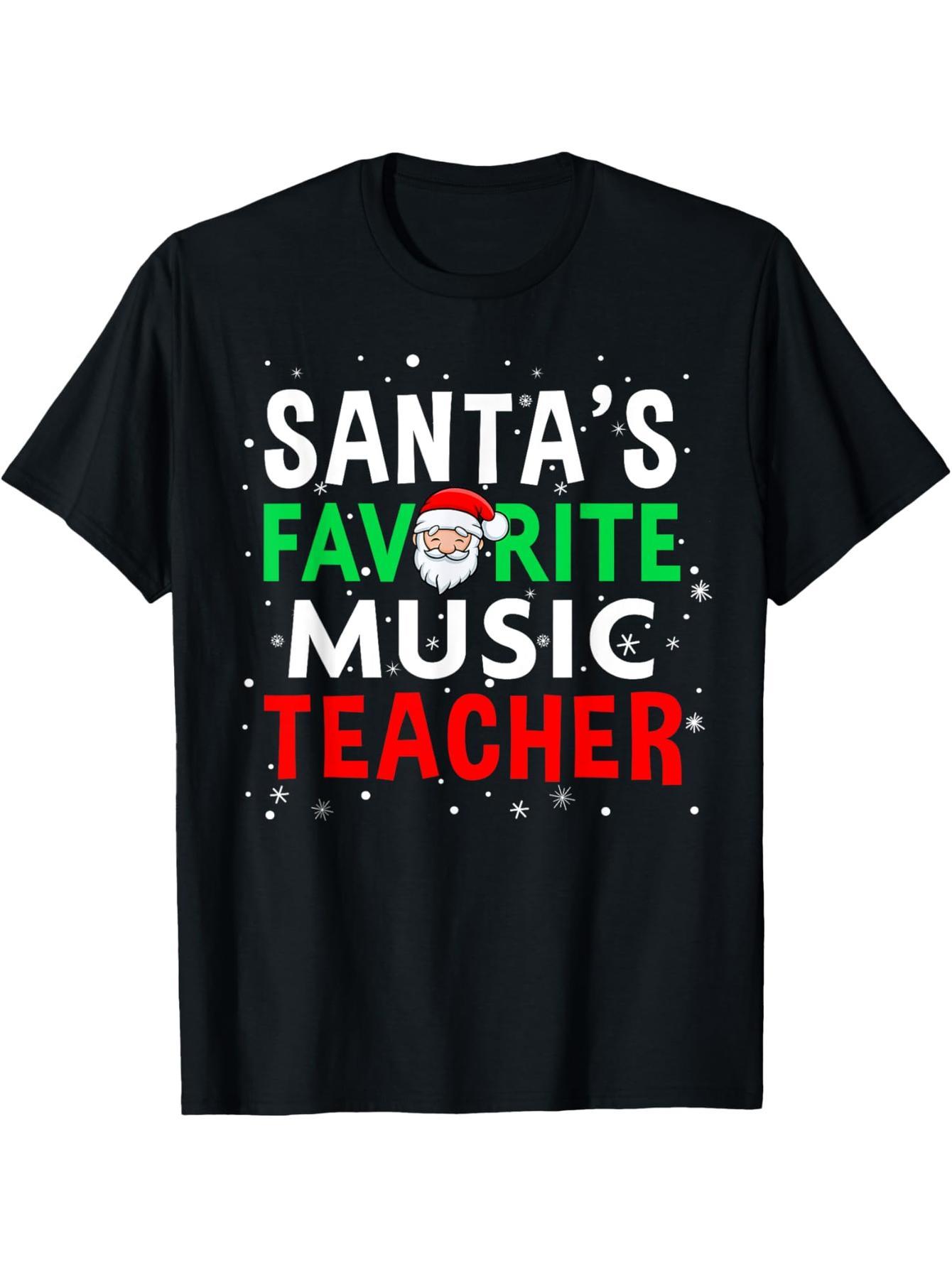 Music Teacher Christmas Shirt Santa's Favorite Teacher