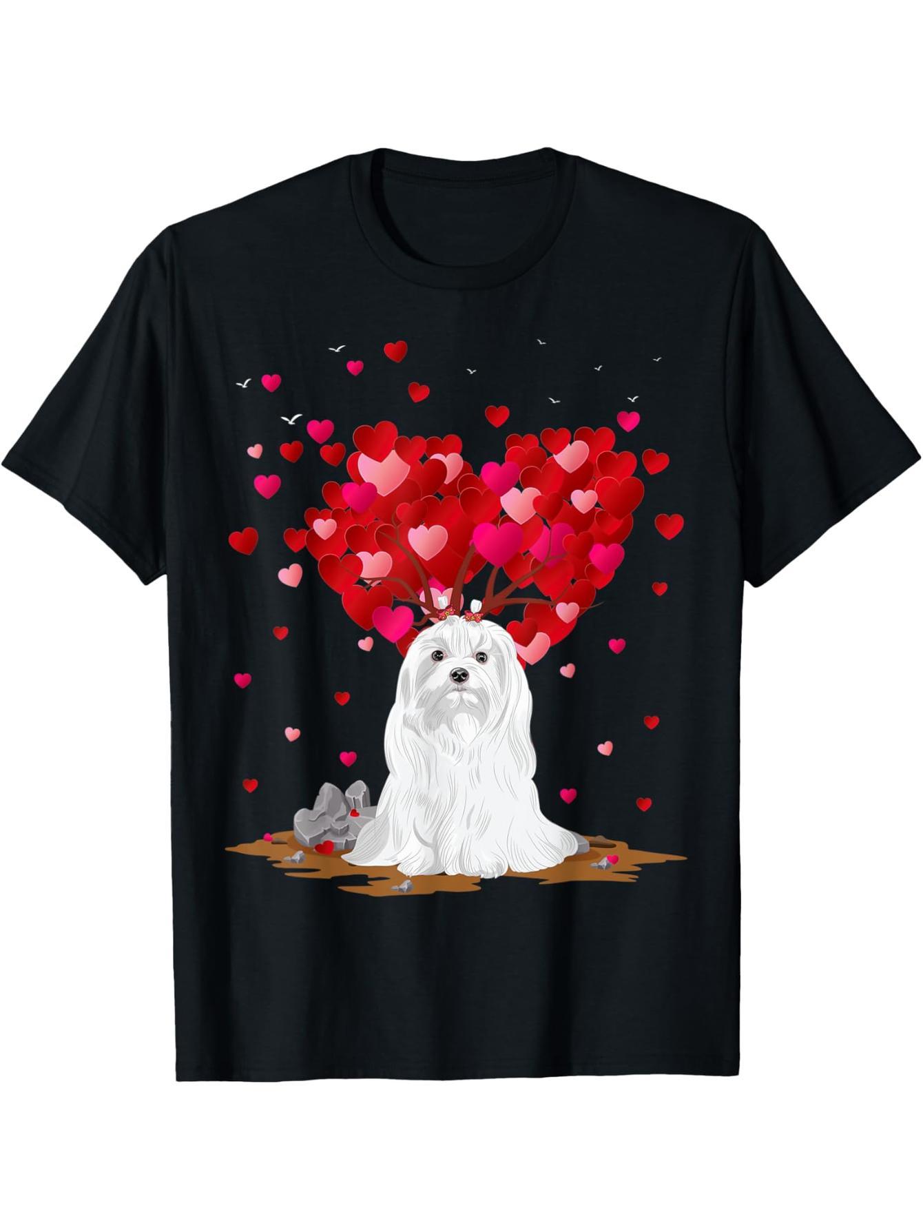 Fun Maltese Dog Lovers Heart-Shaped Maltese Valentine T-Shirt