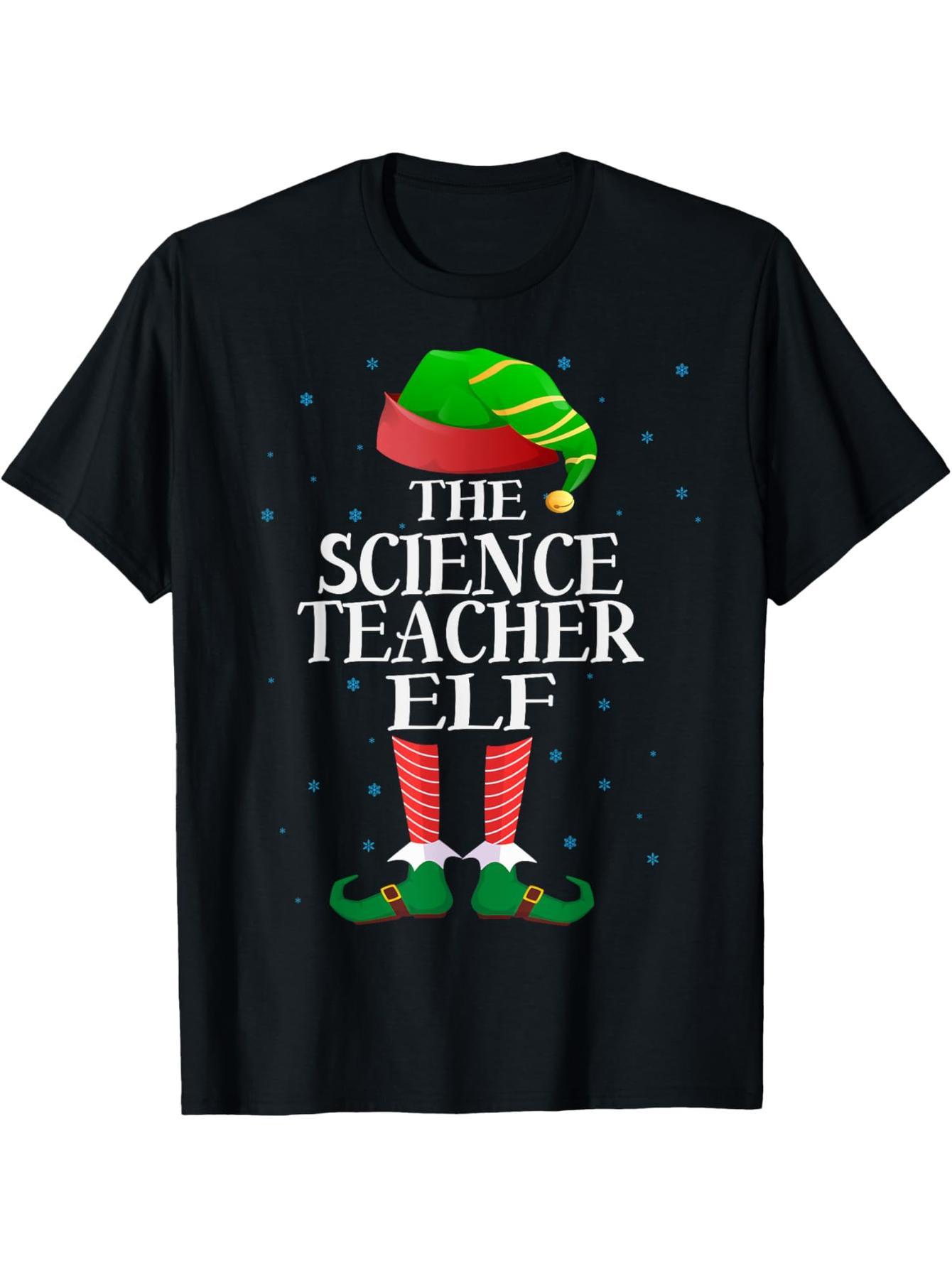 Science Teacher Elf Fun Pairing Pajama Group Christmas T-Shirt