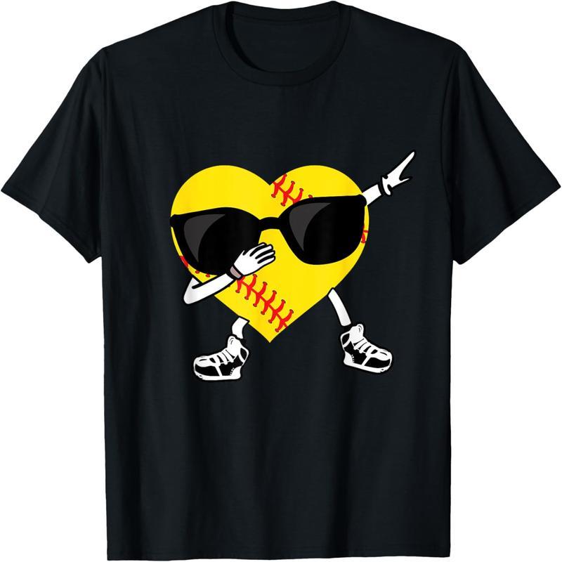 Valentine's Day Softball Boys, Girls Tap Softball Heart T-Shirts