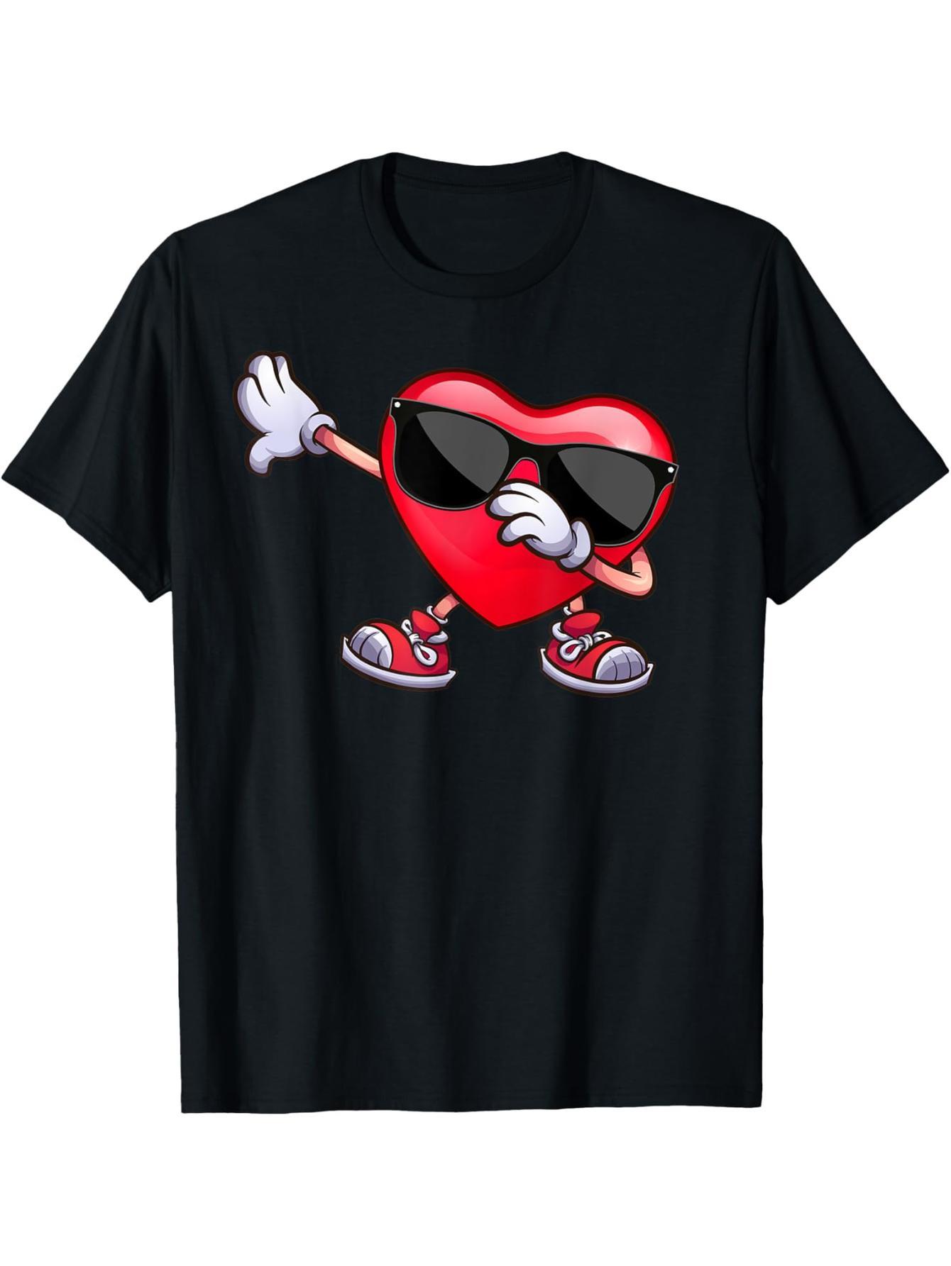 Dabbing Heart Valentine's Day Love Dab Dance Men's and Women's T-Shirts