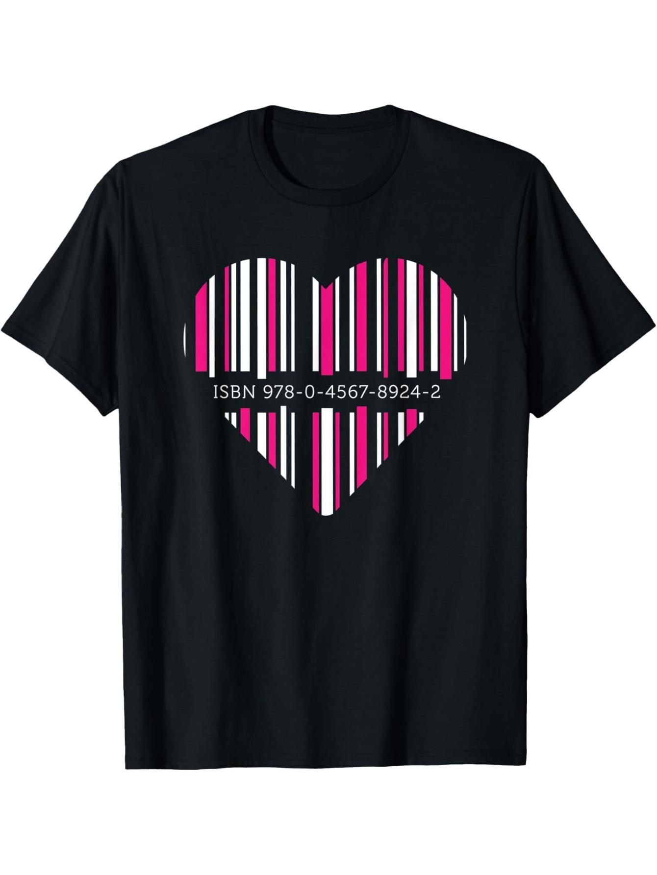 Bookworm Gift Librarian Valentine's Day ISBN Code Heart T-Shirt