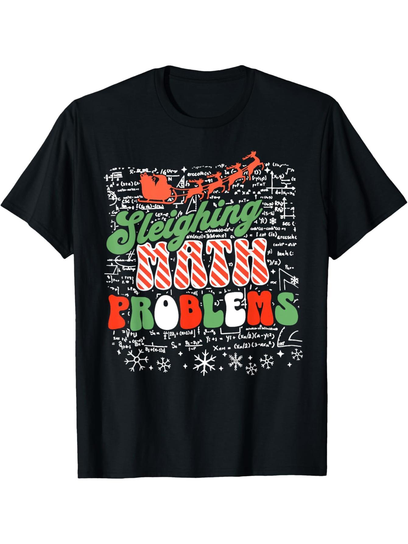 Sleigh Math Problem Math Teacher Christmas T-Shirt