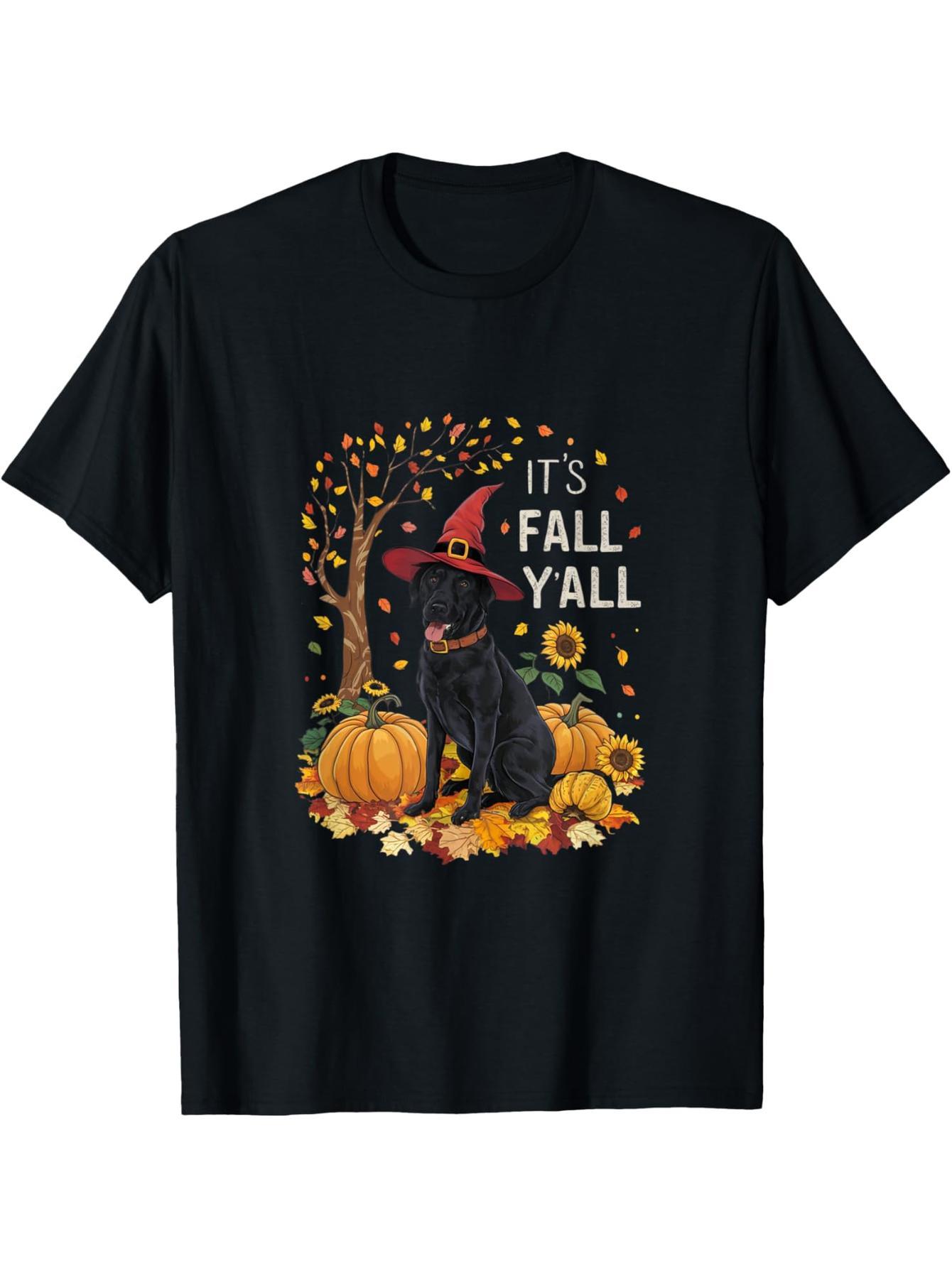 Fall is here, Labrador Black Labrador Halloween Thanksgiving T-Shirt