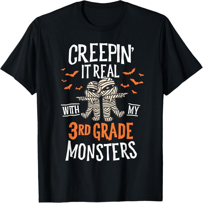 Crawling Halloween Teacher T-Shirt with My Third Grade Monster