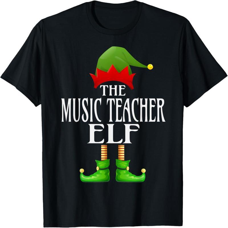 Music Teacher Elf Christmas Fun Family Combo Christmas T-Shirt