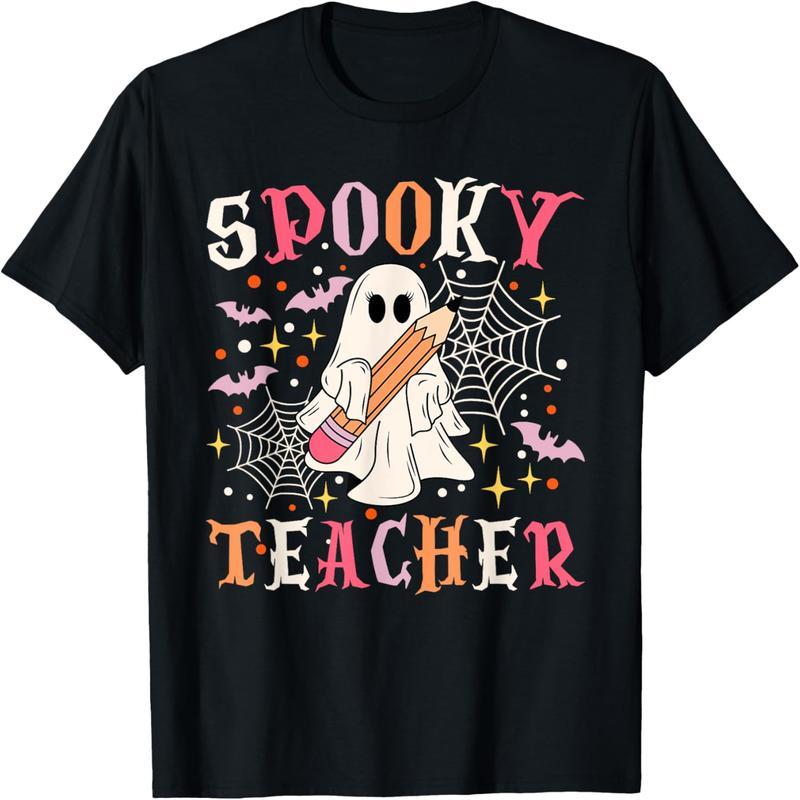 Horror Teacher Ghost Vintage Horror Funny Halloween Costume T-Shirt