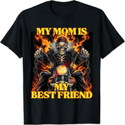 My mom is my best friend, funny hard skull emoji t-shirt