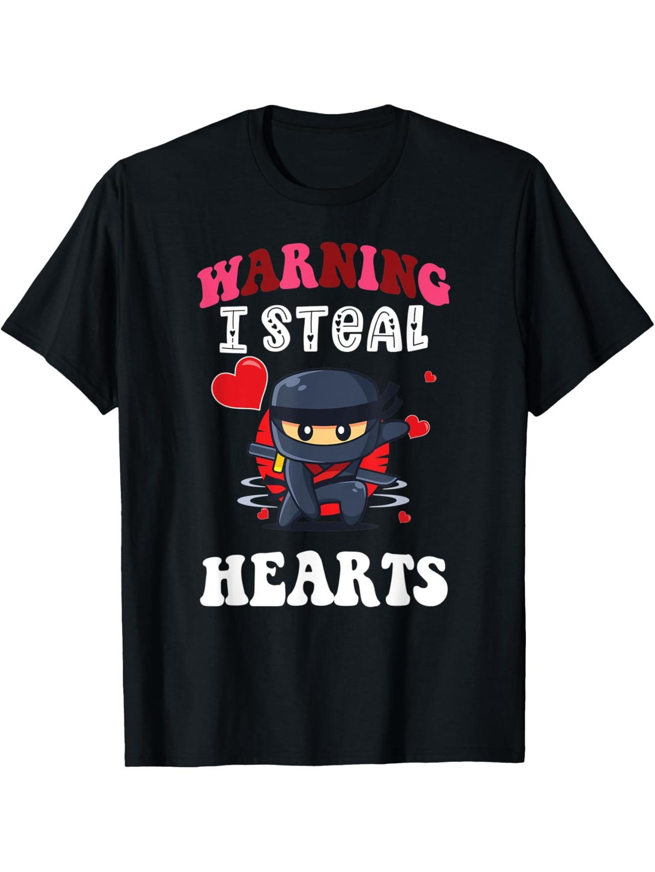 I Steal Hearts Ninja Kids Valentine's Day T-Shirt