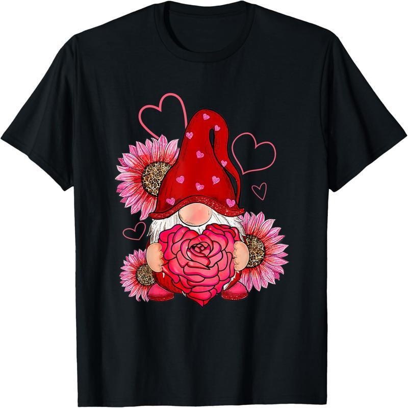 Valentine's Day Heart Rose Dwarf with Leopard Sunflower T-Shirt