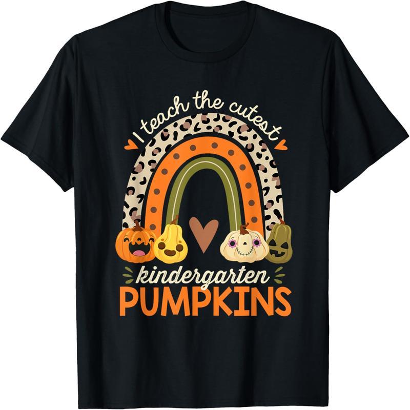 I Teach the Cutest Kindergarten Pumpkin Halloween Teacher T-Shirt