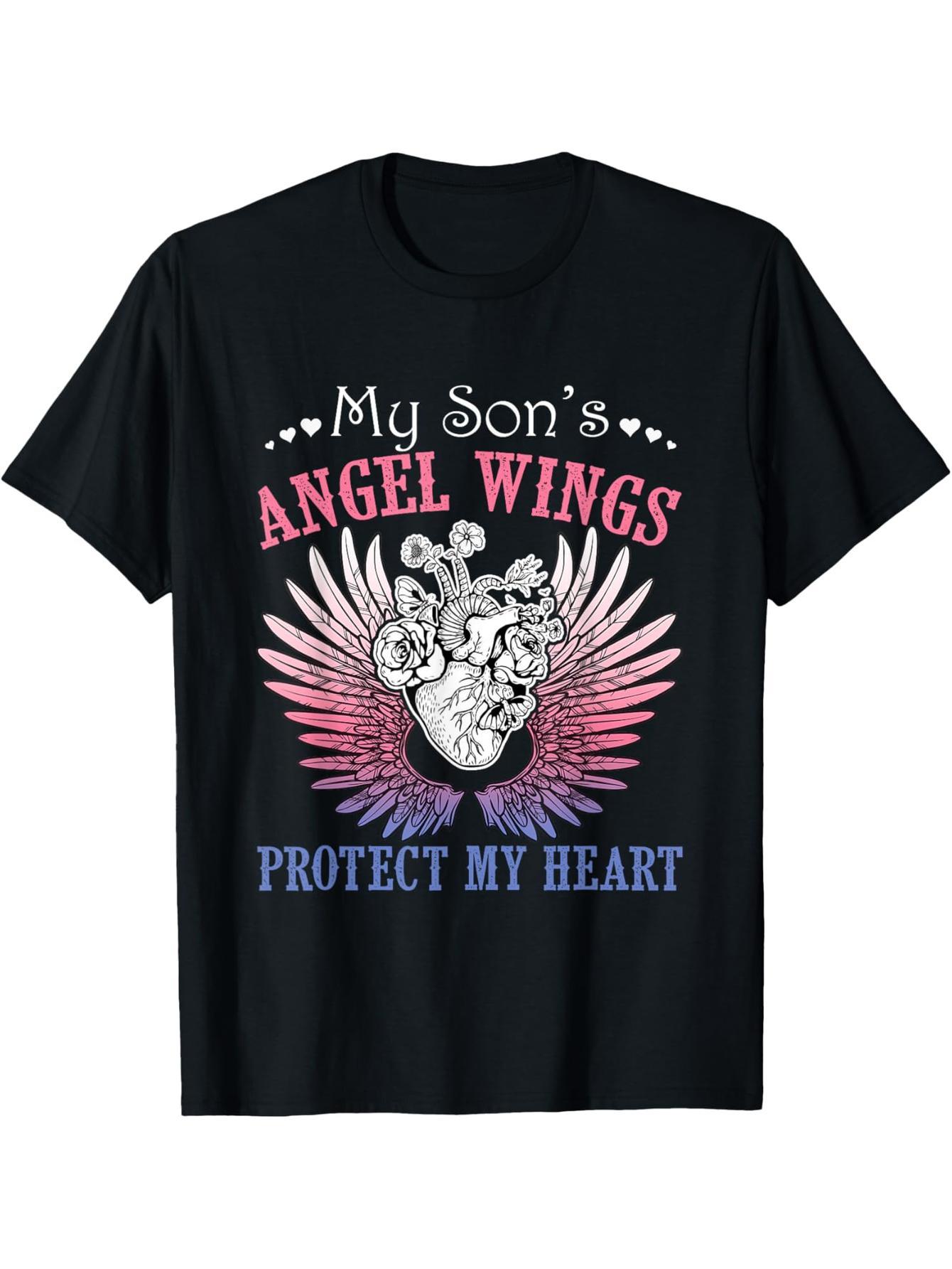 My Son's Angel Wings Protect My Heart Mom Dad T-Shirt Gift T-Shirt