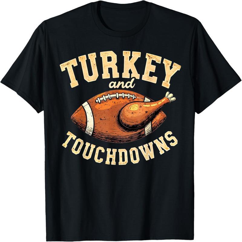 Thanksgiving Turkey and Touchdown Football Boys T-Shirt