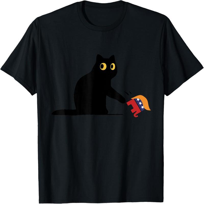 Kamala Harris 2024 Victory Black Cat vs Elephant Trump T-Shirt