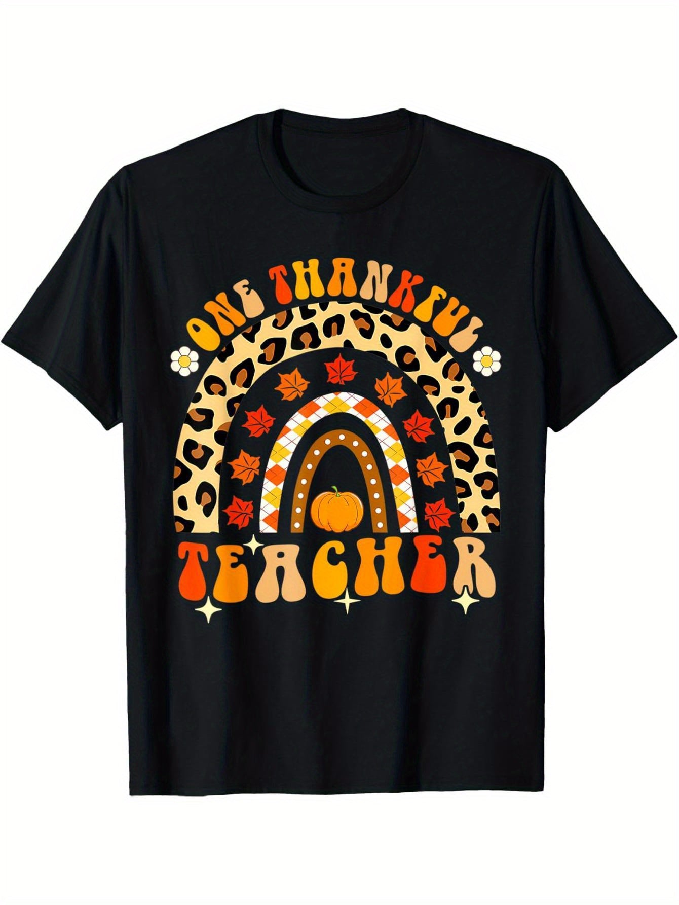 A Thanksgiving Teacher Rainbow Leopard Fall T-Shirt