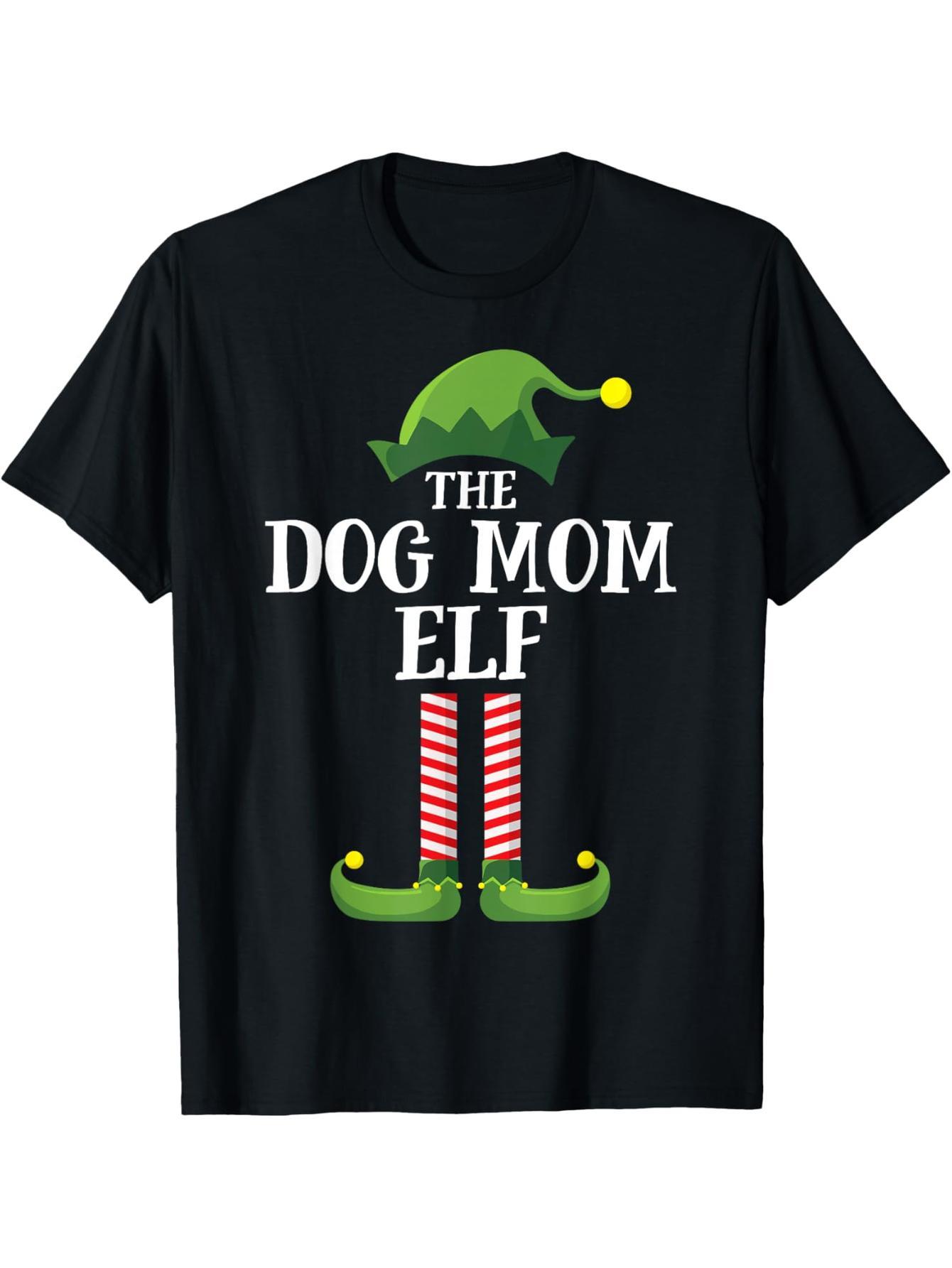Dog Mom Elf Match Family Group Christmas Party Pajamas T-Shirt