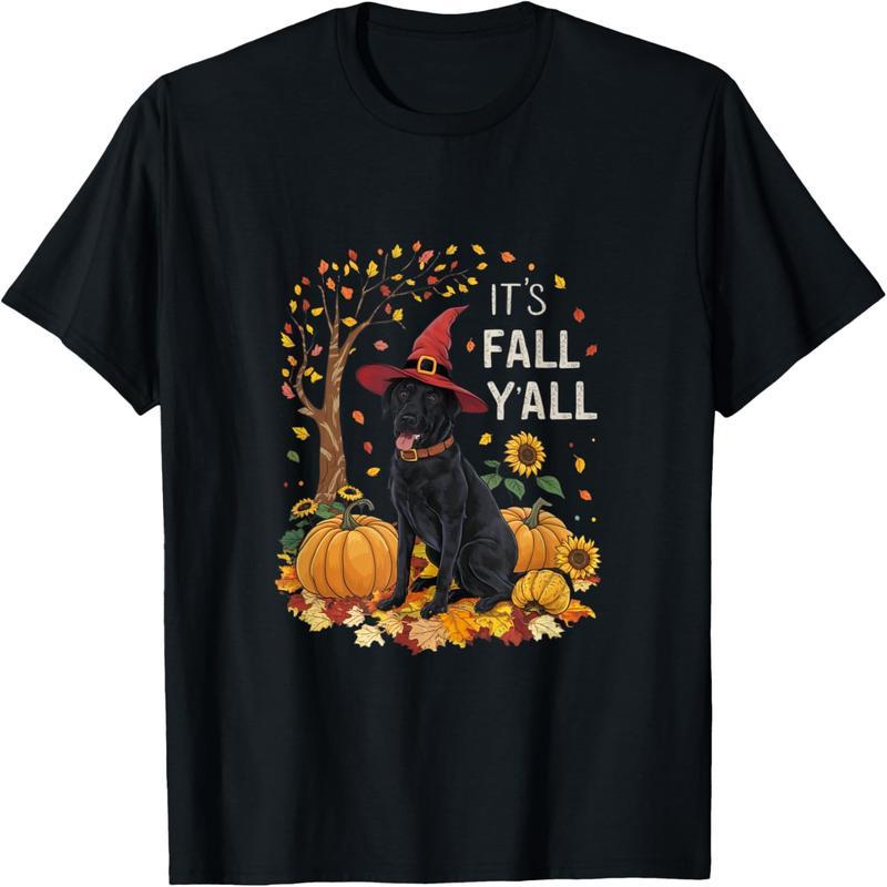 Fall is here, Labrador Black Labrador Halloween Thanksgiving T-Shirt