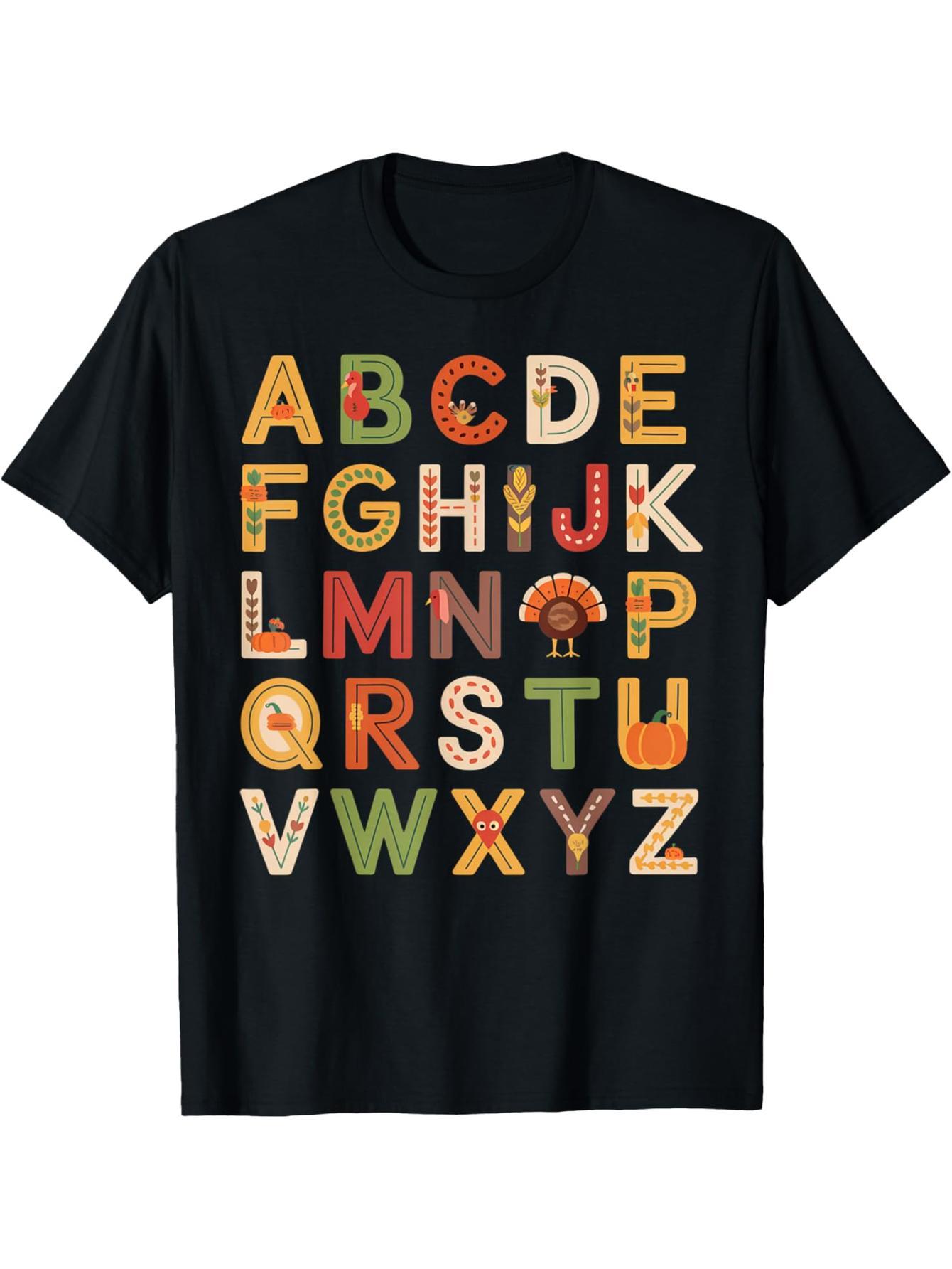 Kindergarten Teacher Fun Turkey and Alphabet Thanksgiving T-Shirt