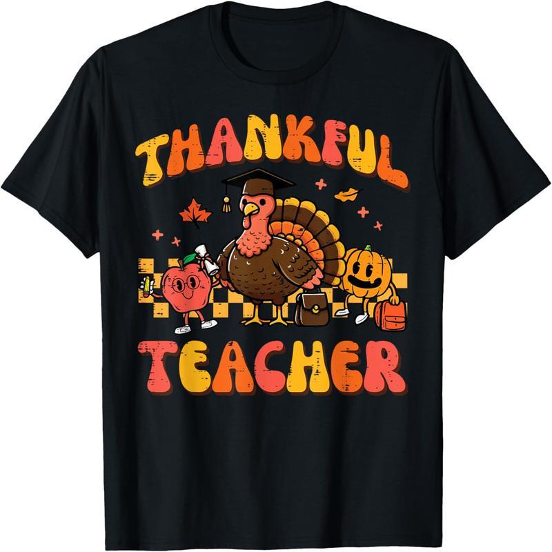Thanksgiving Thank You Teacher Vintage Fall Fashion Women's Men's T-Shirt