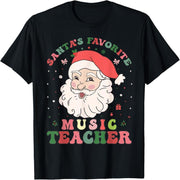 Santa's Favorite Music Teacher Vintage Fashion Christmas T-Shirt