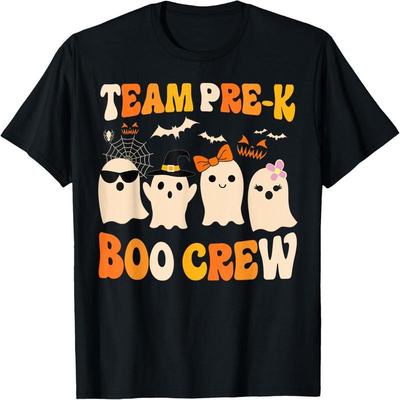 Cute Ghosts Pre K Boo Crew Halloween Teacher Student T-Shirt