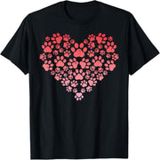 Valentine's Day Dog Cat Paw Heart Shaped Fur Mom Dad Men Women Boys Girls T-Shirt