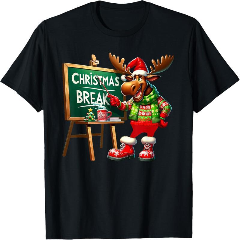 Christmas Vintage Moose Christmas Holiday Teacher T-Shirt