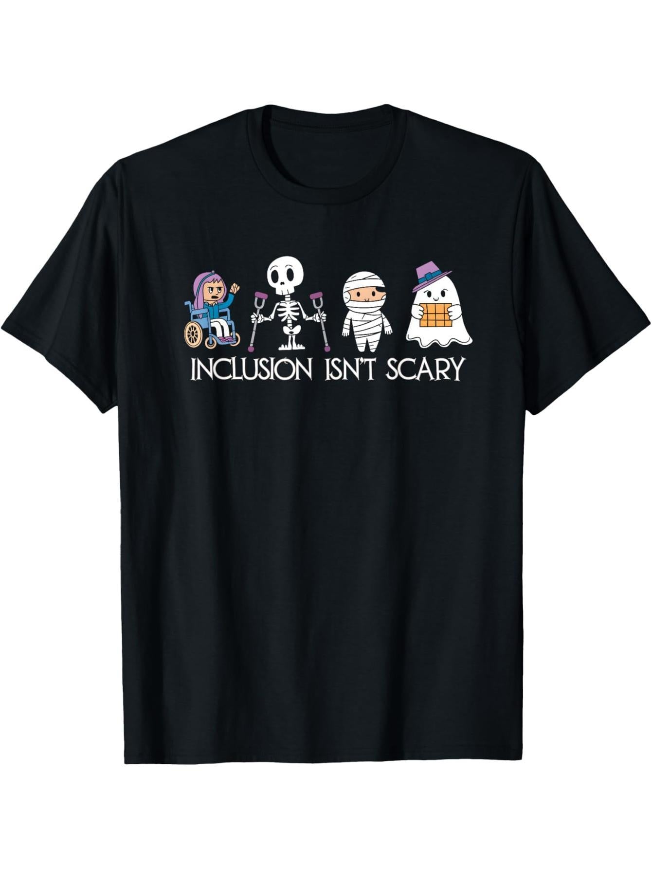 Inclusion Isn't Scary SLP Halloween Special Education Teacher Ghost Mummy T-Shirt