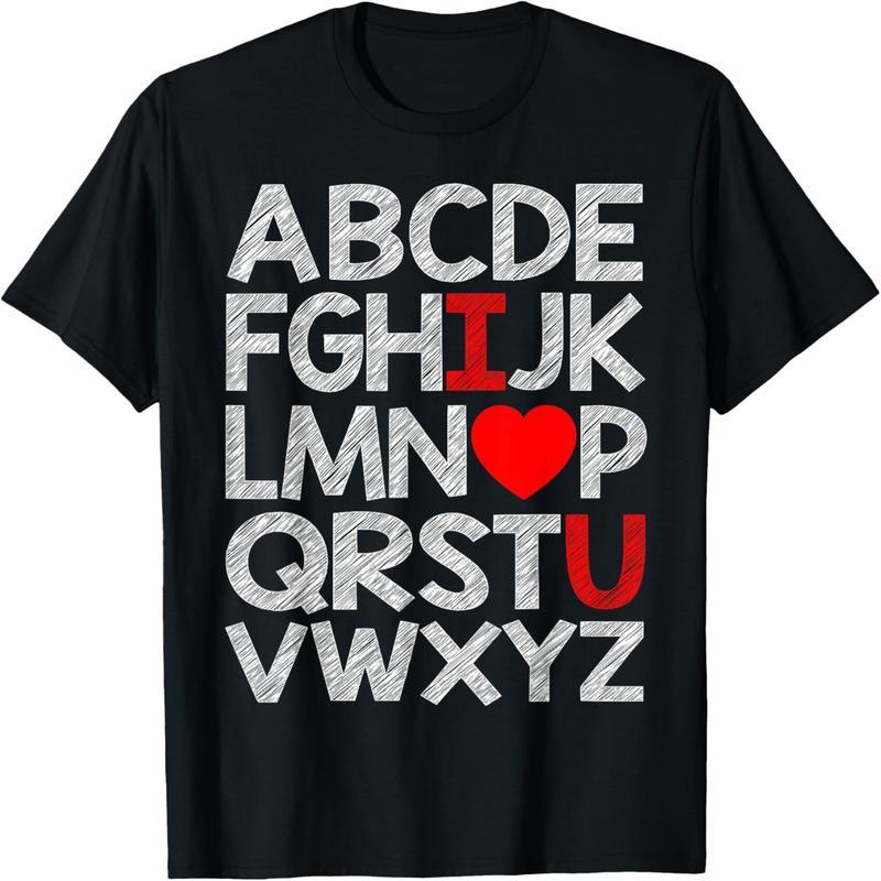 Letters ABC I Love You, Fun Valentine's Day Heart Gift T-Shirt