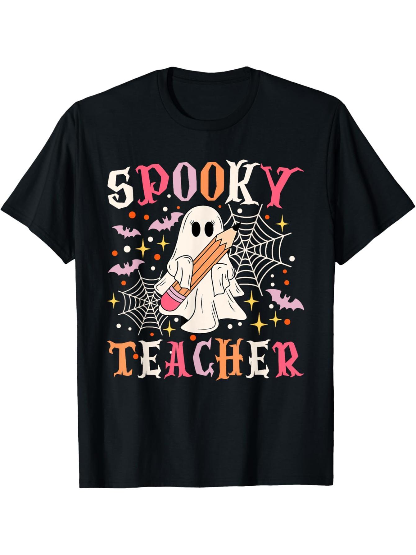 Horror Teacher Ghost Vintage Horror Funny Halloween Costume T-Shirt