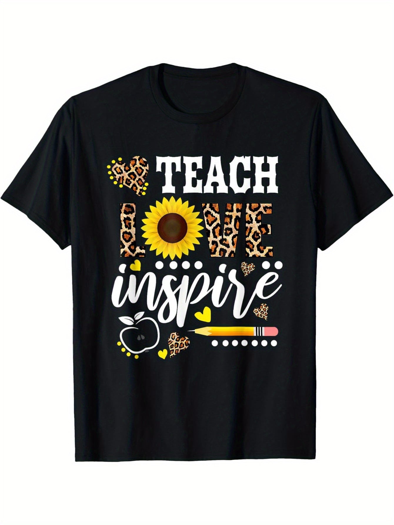 TEACH LOVE INSPIRE Teacher Gift, Sunflower Thanksgiving T-Shirt