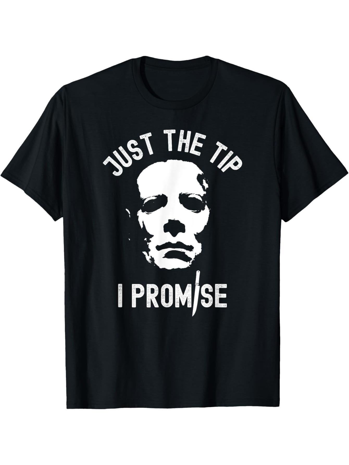 Just a hint I promise serial killer masks funny halloween t-shirts