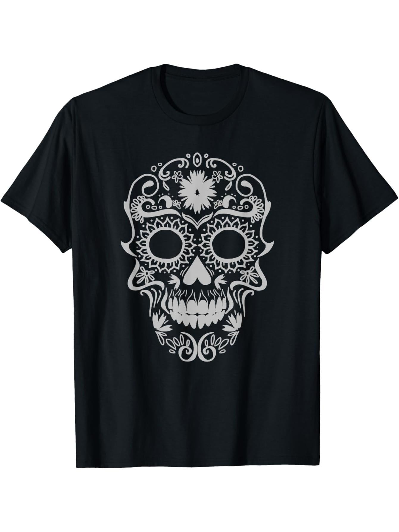 Sugar Skull Floral Cool White Calavera Mexican Gift T-Shirt