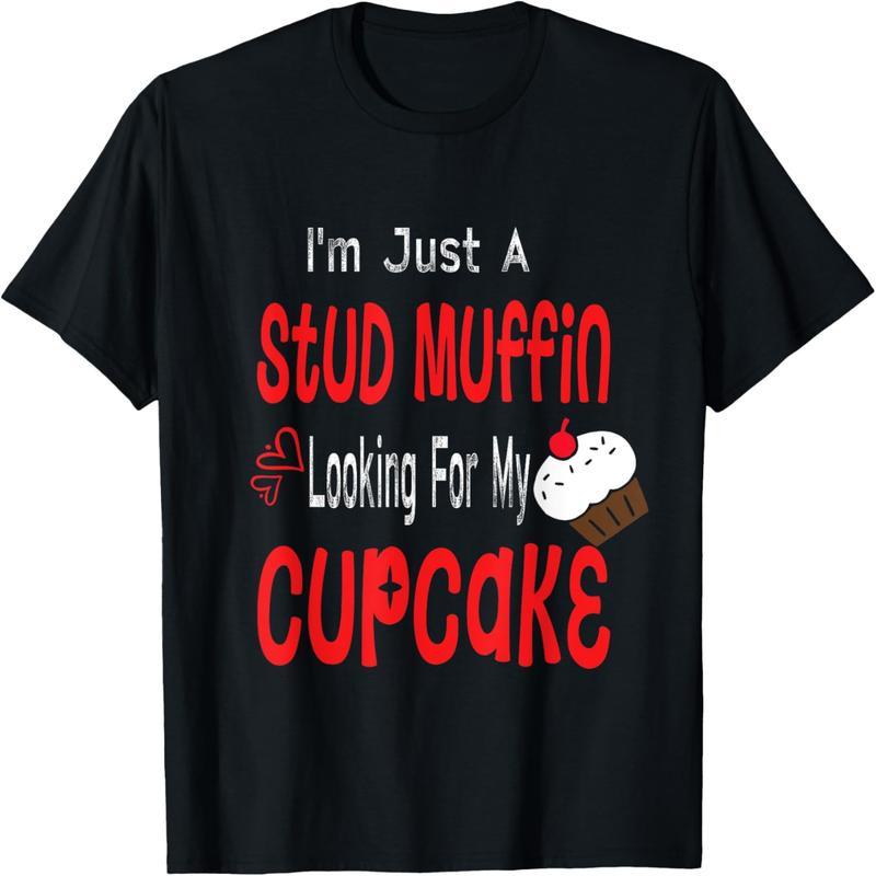 Boys Valentine's Day Shirt Just A Stud Muffin Cupcake T-Shirt