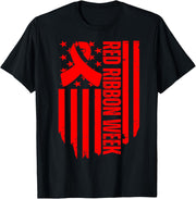 American Flag Red Ribbon Week Awareness Drug Free Anti-Drug T-Shirt