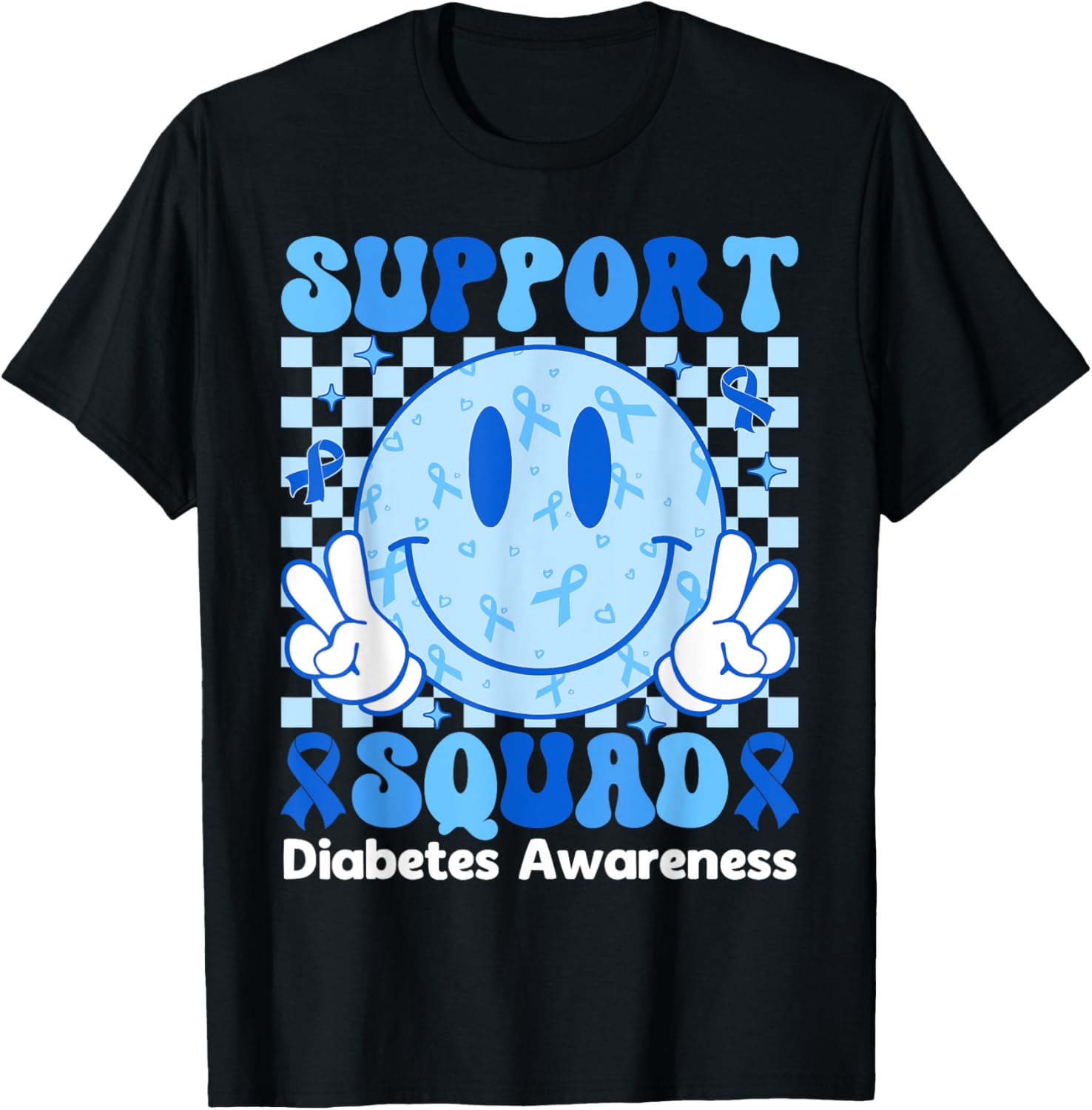 Support Squad Diabetes Awareness Shirt Blue Smile T1D Type 1 T-Shirt