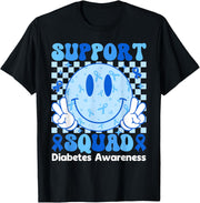 Support Squad Diabetes Awareness Shirt Blue Smile T1D Type 1 T-Shirt
