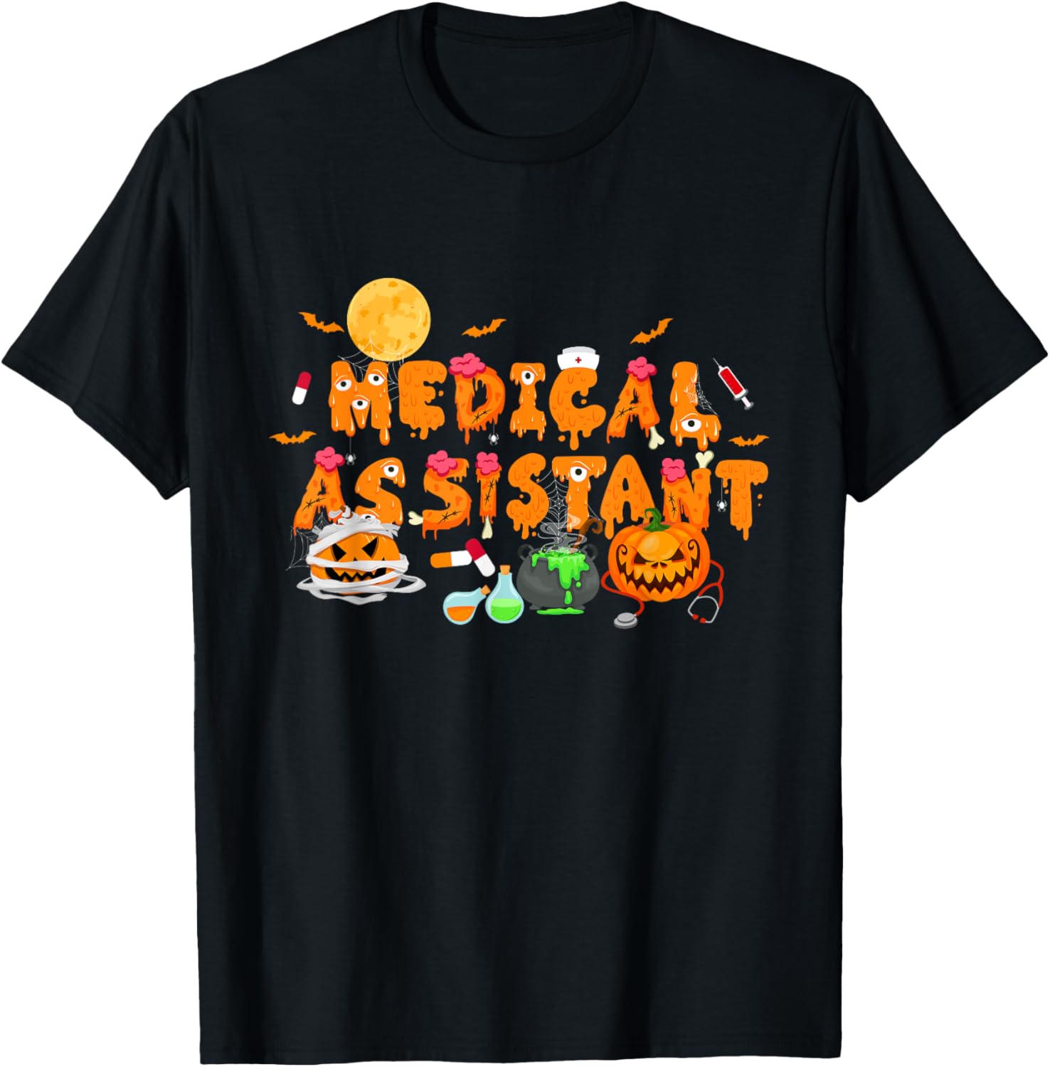 Men Women Medical Assistant Scary Halloween Zombie Costume T-Shirt