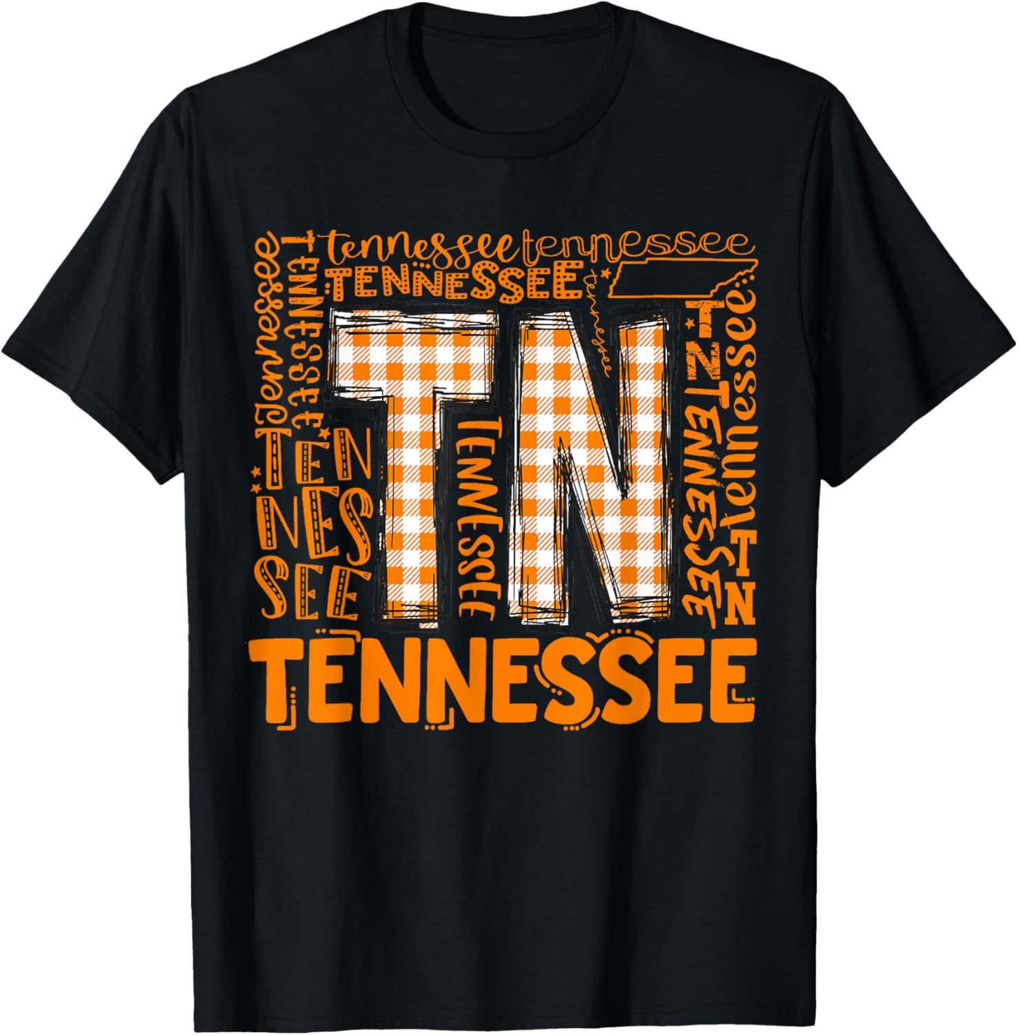 Tennessee State Flag Orange Plaid TN T-Shirt