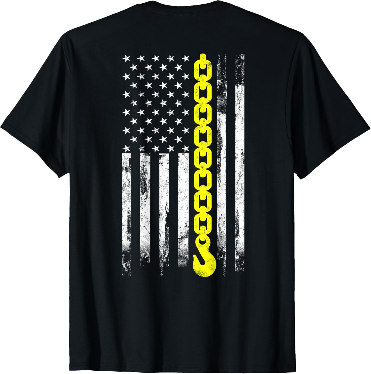 Tow Truck Driver thin yellow line USA flag gift Towing Dad T-Shirt