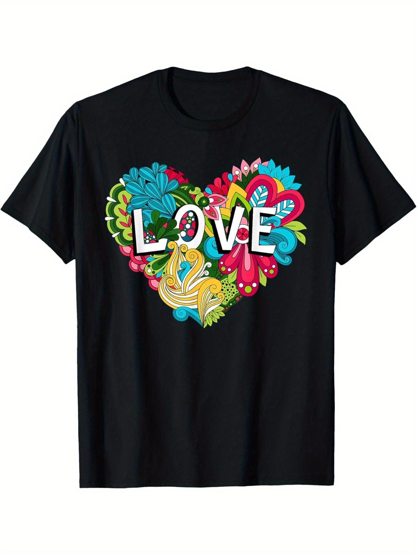 Valentine's Day T-shirt with graffiti hearts and love words