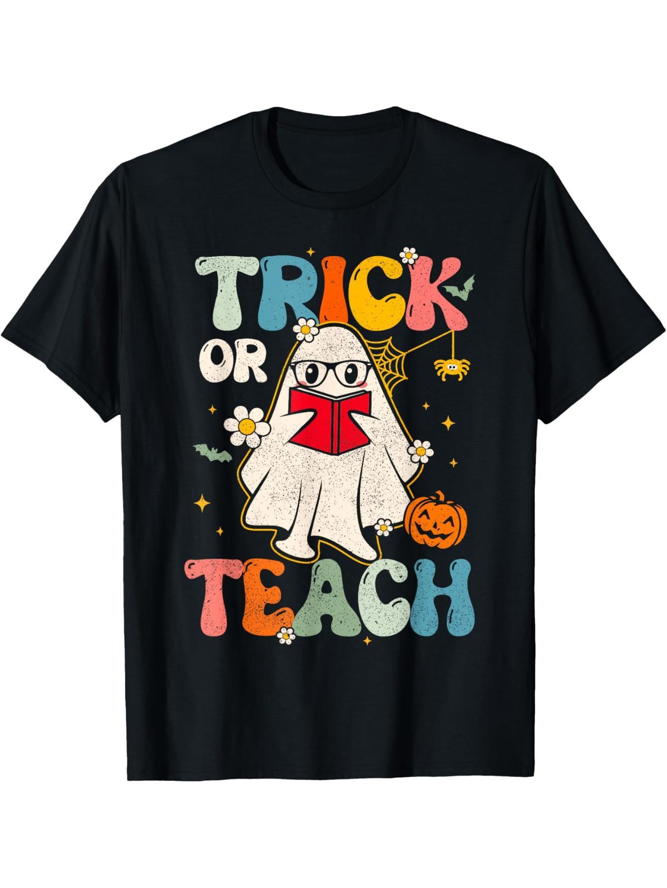 Groovy Halloween troublemaker or teacher teaching vintage floral Groovy T-shirt