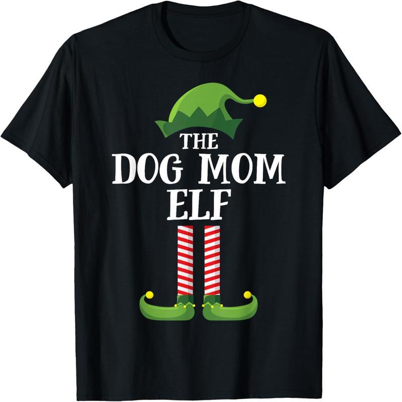 Dog Mom Elf Match Family Group Christmas Party Pajamas T-Shirt