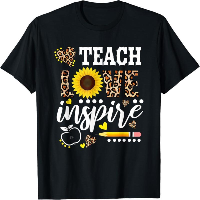 TEACH LOVE INSPIRE Teacher Gift, Sunflower Thanksgiving T-Shirt